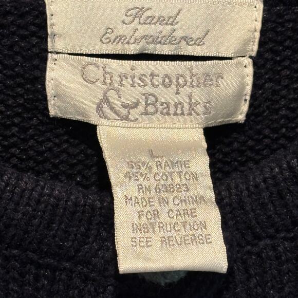 Vintage Christopher & Banks Hand Embroidered Christmas Sweater - size Large - Picture 5 of 5